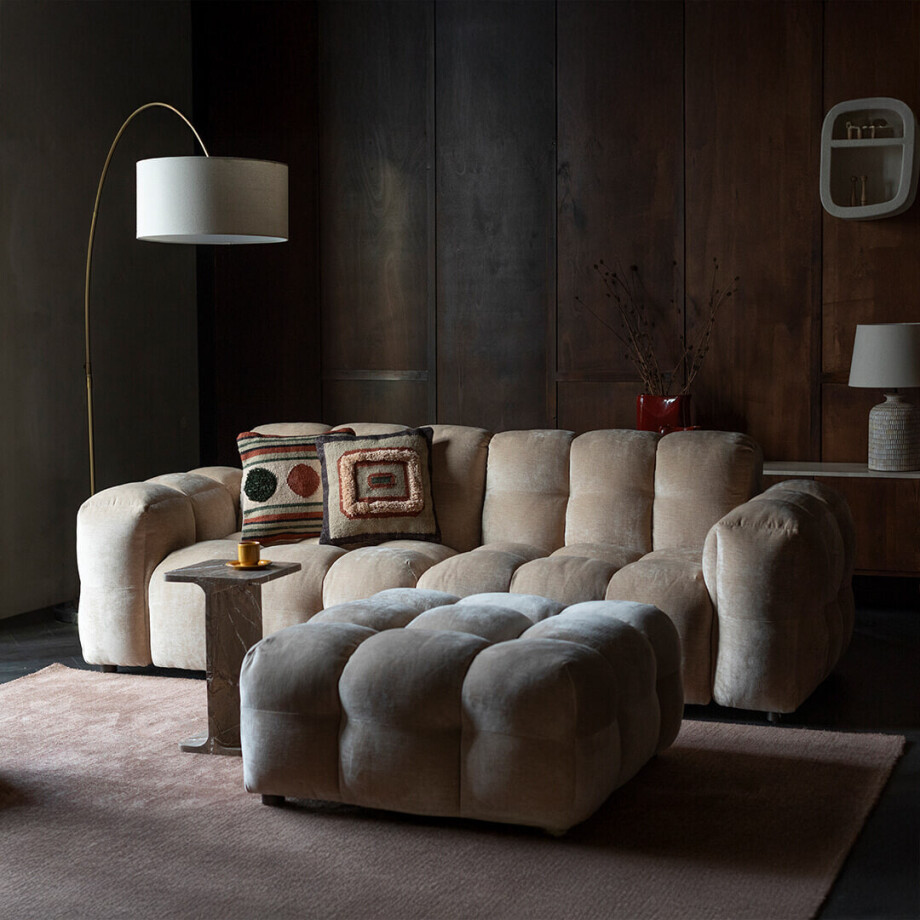 Dutchbone 3-zits Bank 'Hackman' Velvet, kleur Beige afbeelding 1