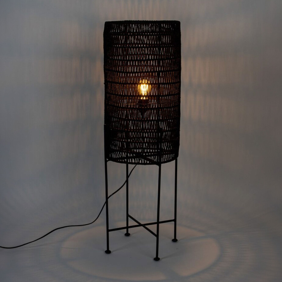 Dutchbone Vloerlamp 'Kari' Jute, kleur Zwart Dutchbone Vloerlamp 'Kari' Jute, kleur Zwart afbeelding 1