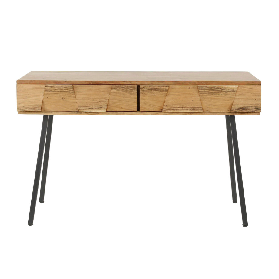 Haltafel / kaptafel Demn 2 lades 120 cm breed Massief acacia afbeelding 1