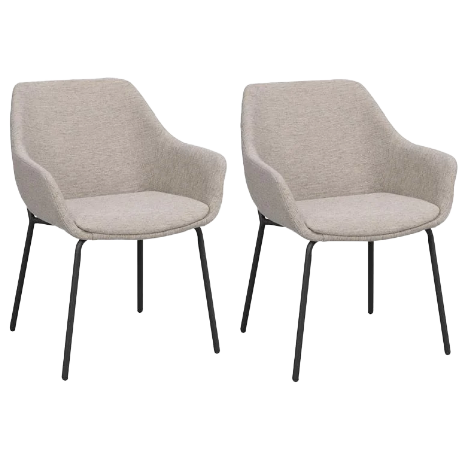 Haley gestoffeerde eetkamerstoel lichtgrijs - met armleuningen - set van 2 Haley gestoffeerde eetkamerstoel lichtgrijs - met armleuningen - set van 2 afbeelding 1