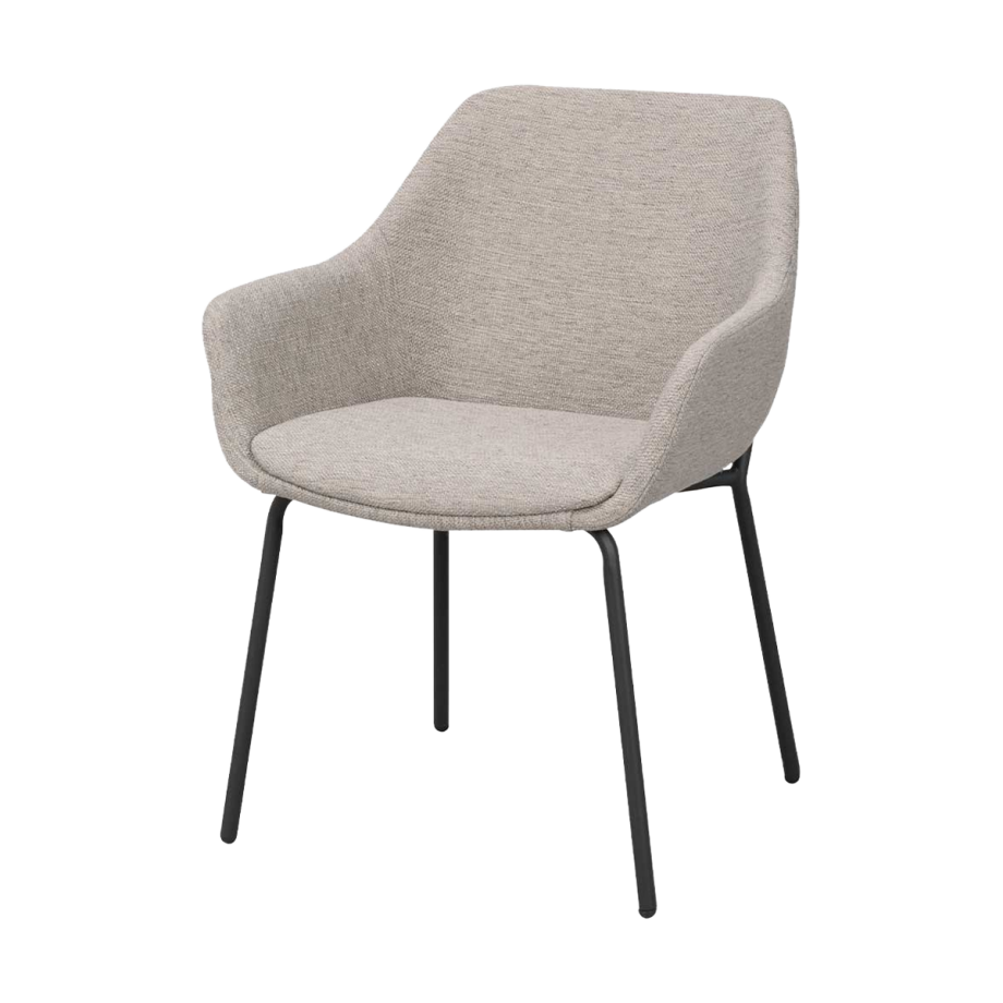 Haley gestoffeerde eetkamerstoel lichtgrijs - met armleuningen Haley gestoffeerde eetkamerstoel lichtgrijs - met armleuningen afbeelding 1