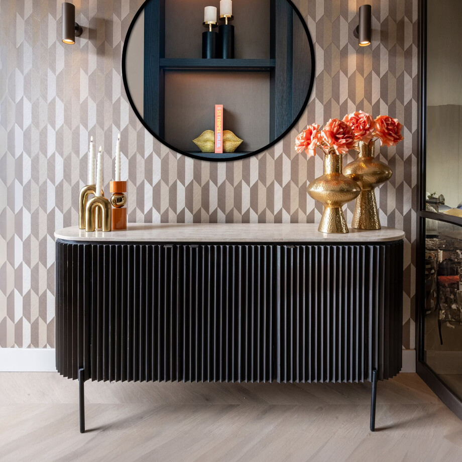 Richmond Dressoir 'Hampton' Travertin 160cm, kleur Dark Brown afbeelding 