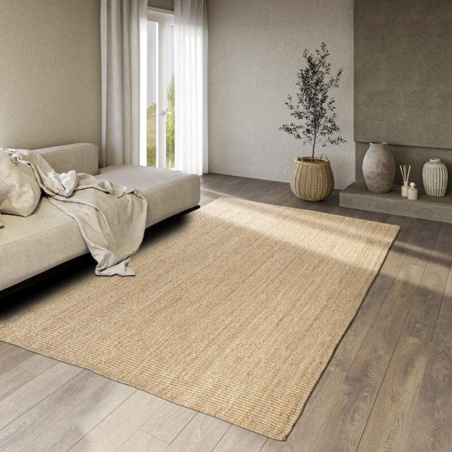 Handgeweven Jute Vloerkleed Rosalie - Naturel 230x160cm - Jute - Dekbed-Discounter.nl Handgeweven Jute Vloerkleed Rosalie - Naturel 230x160cm - Jute - Dekbed-Discounter.nl afbeelding 1