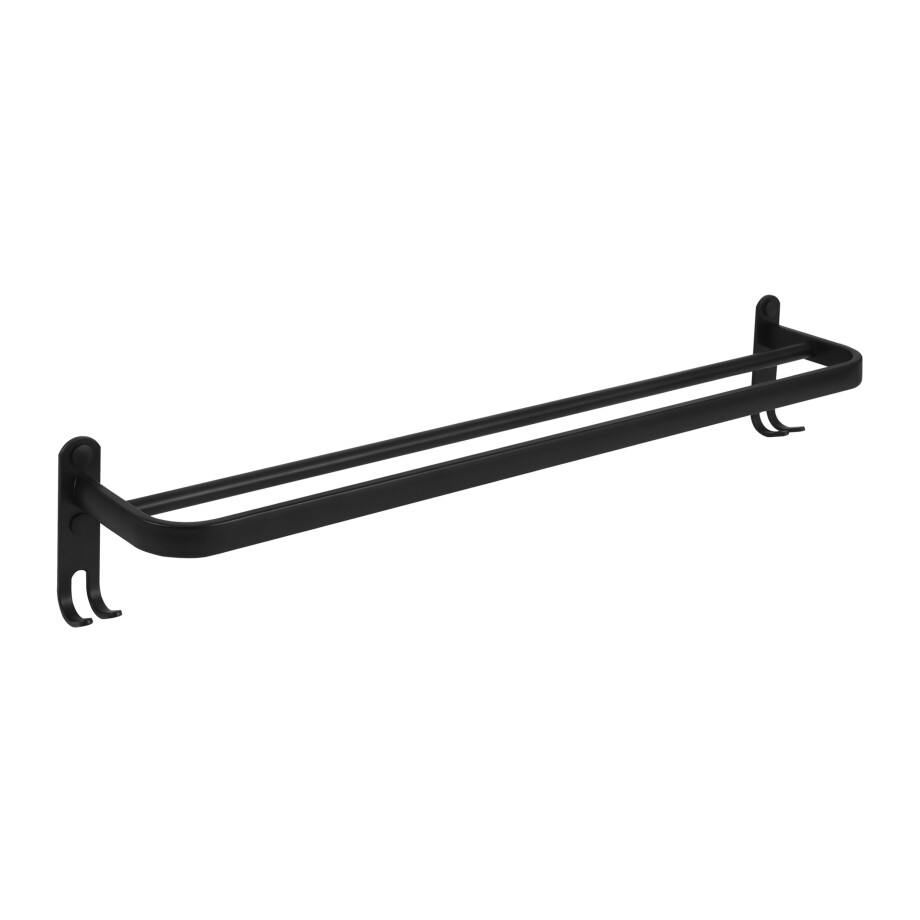 QUVIO Handdoekenrek - Met 2 stangen - 57 cm breed - Zwart afbeelding 1