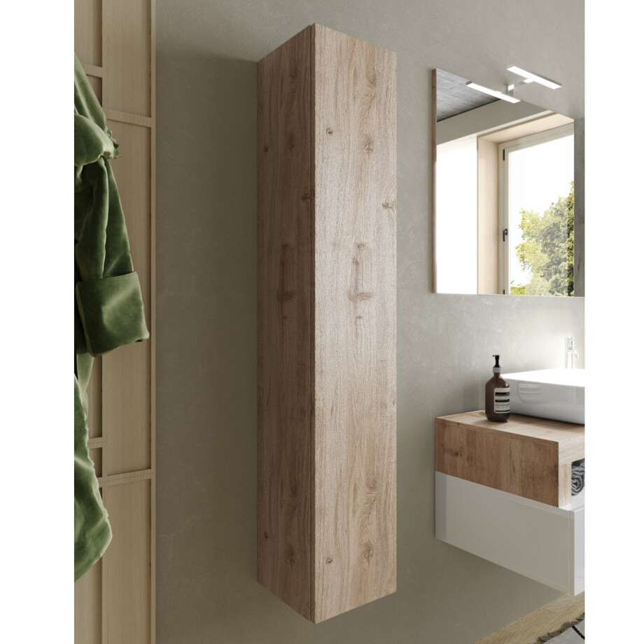 Hangkast verticaal Hamburg 138 cm hoog eiken kleur Hangkast verticaal Hamburg 138 cm hoog eiken kleur afbeelding 1