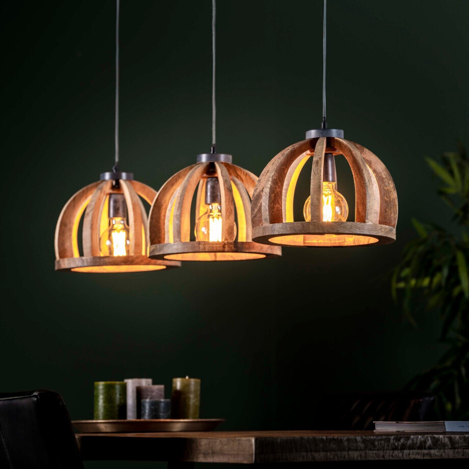Hanglamp Senora 120 cm breed in massief mango naturel Hanglamp Senora 120 cm breed in massief mango naturel afbeelding