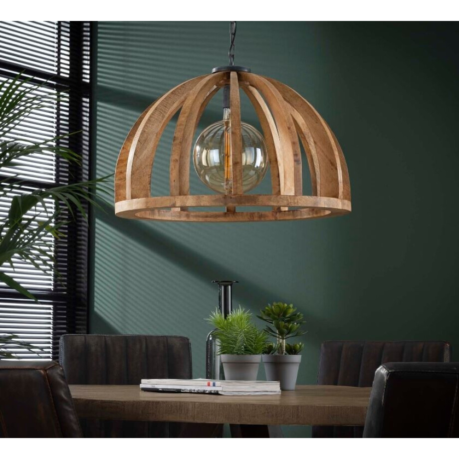 Hanglamp Senora 62 cm breed in massief mango naturel Hanglamp Senora 62 cm breed in massief mango naturel afbeelding