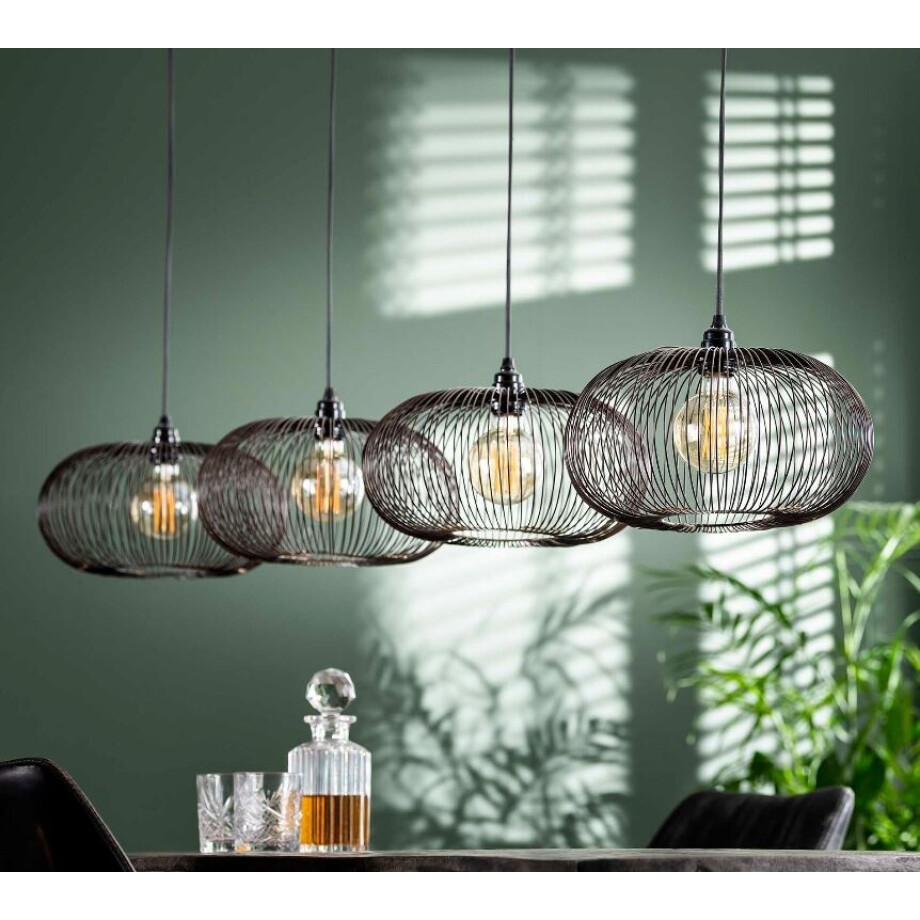 Hanglamp Disk 170 cm breed in zwart nikkel afbeelding 1