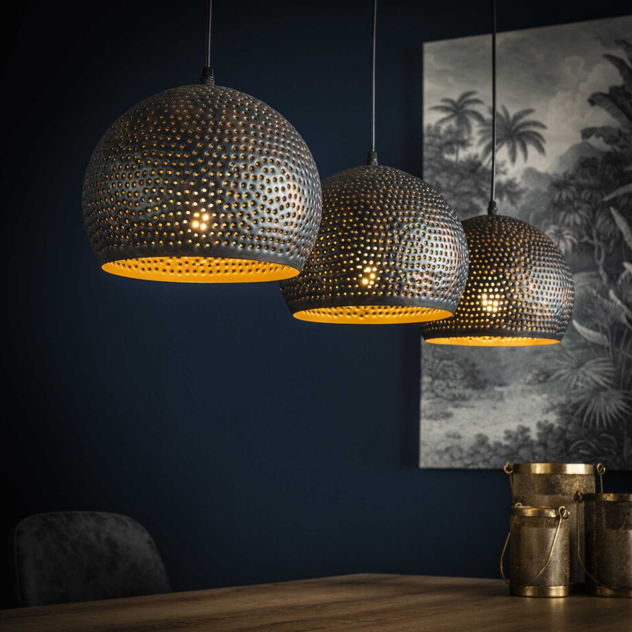 Hanglamp Murray 3 kap zwart bruin afbeelding 1