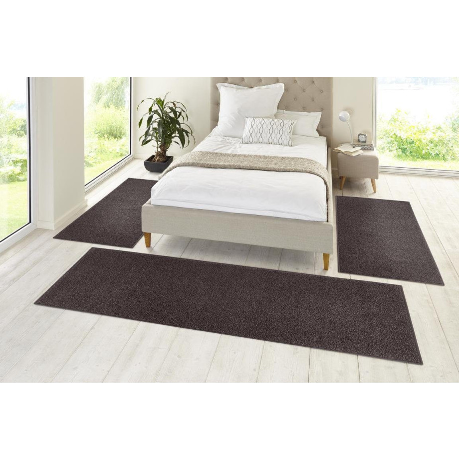 HANSE Home Set slaapkamerkleedjes Pure 100 Korte pool, unikleur, vloerkleed, bedloper, slaapkamerkleed, loper afbeelding 1