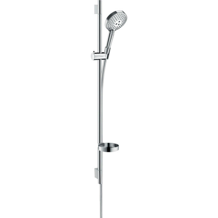 Hansgrohe Raindance Select S Unica`s Puro Glijstangset - 3jet - PowderRain handdouche 90cm - Isiflex doucheslang 160cm - zeepschaal - chroom 27667000 afbeelding 1