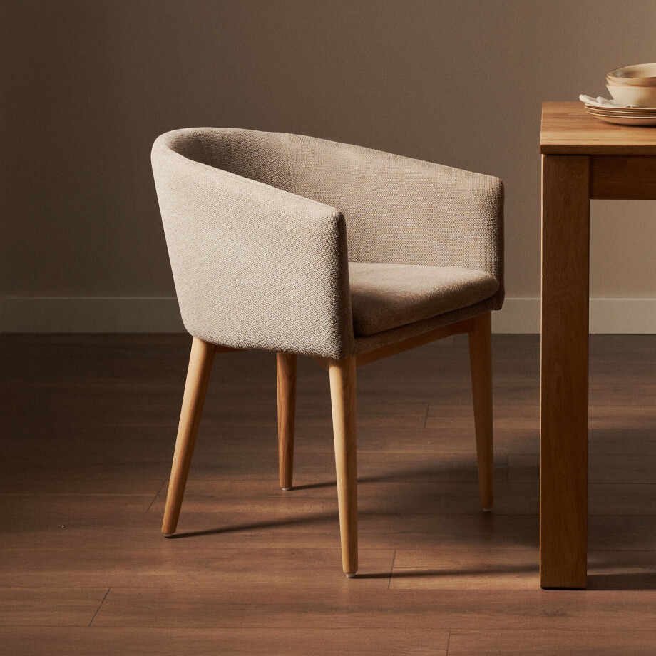 Kave Home Eetkamerstoel 'Harlan' Chenille, kleur Bruin afbeelding 1