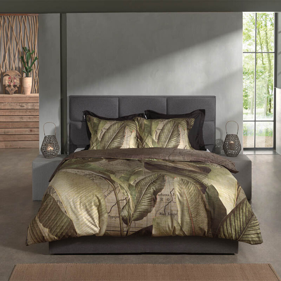 Dekbedovertrek Katoen - Bruna - Tweepersoons (200x200 Cm) - Groen Katoen - Natuur - Heckett Lane - Dekbed-Discounter.nl afbeelding 