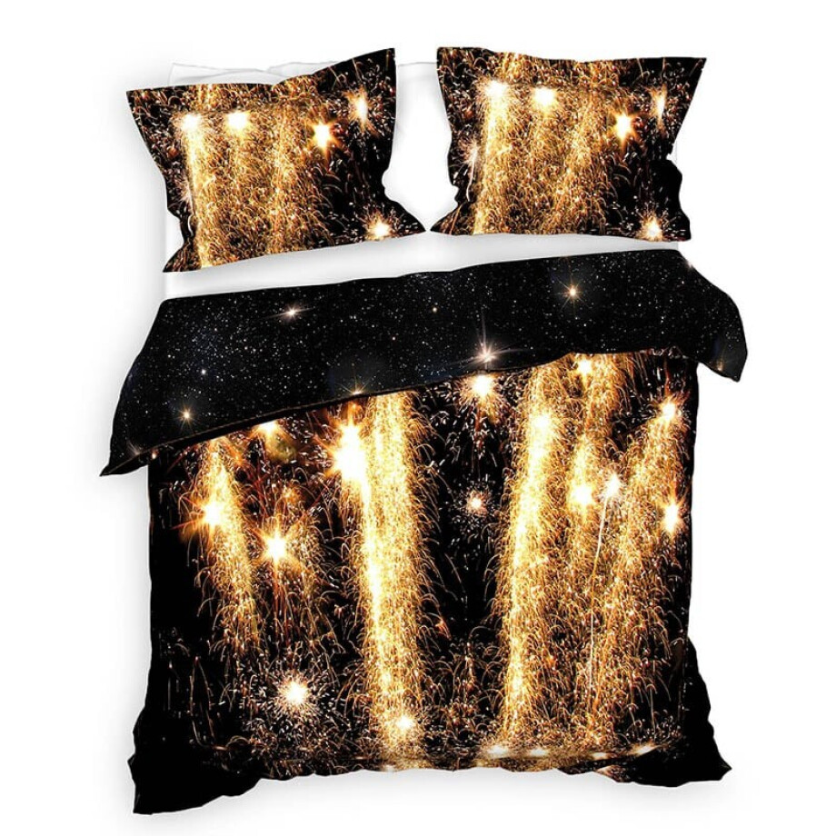 2e -50% | Dekbedovertrek Katoen-Satijn - Double Face - Lumina - Tweepersoons (200x200 Cm) - Zwart Katoen-satijn - Patroon - Heckett Lane - Dekbed-Discounter.nl afbeelding 1