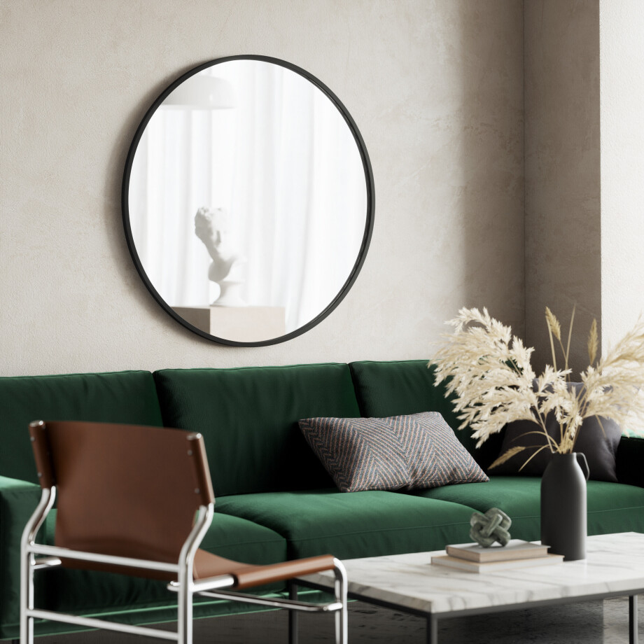 Umbra Ronde Spiegel 'Hub' 94cm, kleur Zwart afbeelding 1