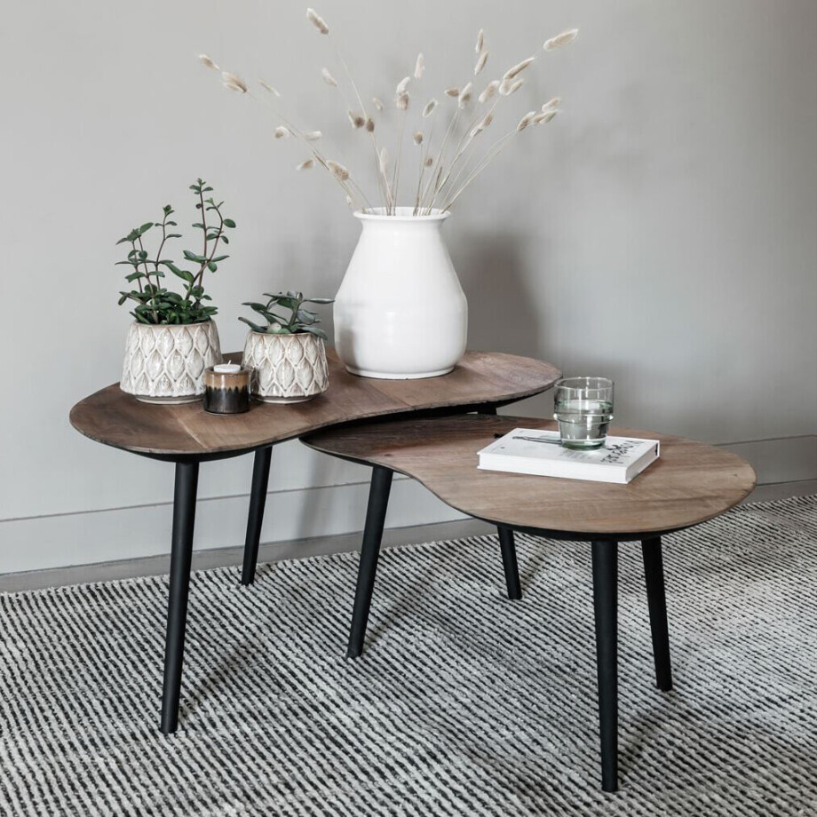 DTP Home Organische Salontafel 'Organus' Teakhout, Set van 2 stuks, kleur Naturel DTP Home Organische Salontafel 'Organus' Teakhout, Set van 2 stuks, kleur Naturel afbeelding 1