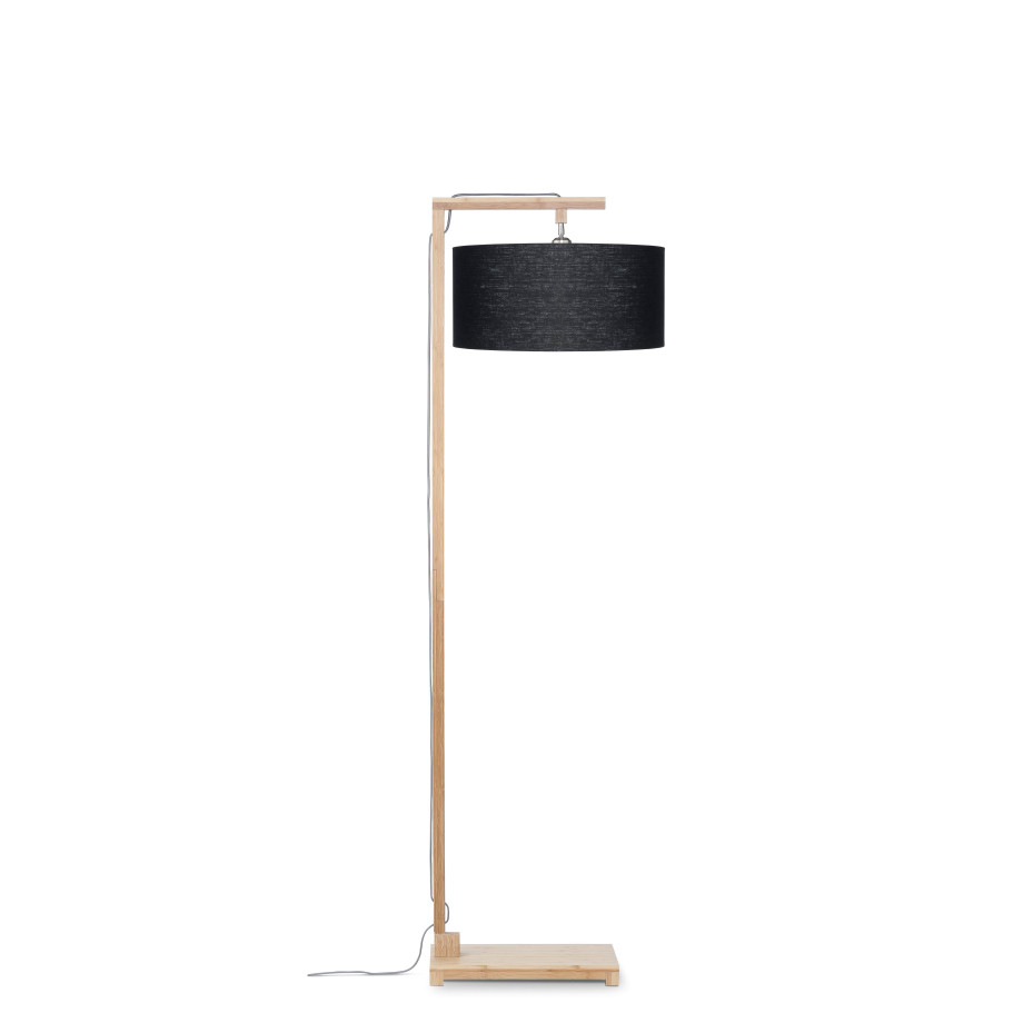 Good&Mojo Vloerlamp 'Himalaya' Bamboe en Eco linnen, kleur Zwart afbeelding 1