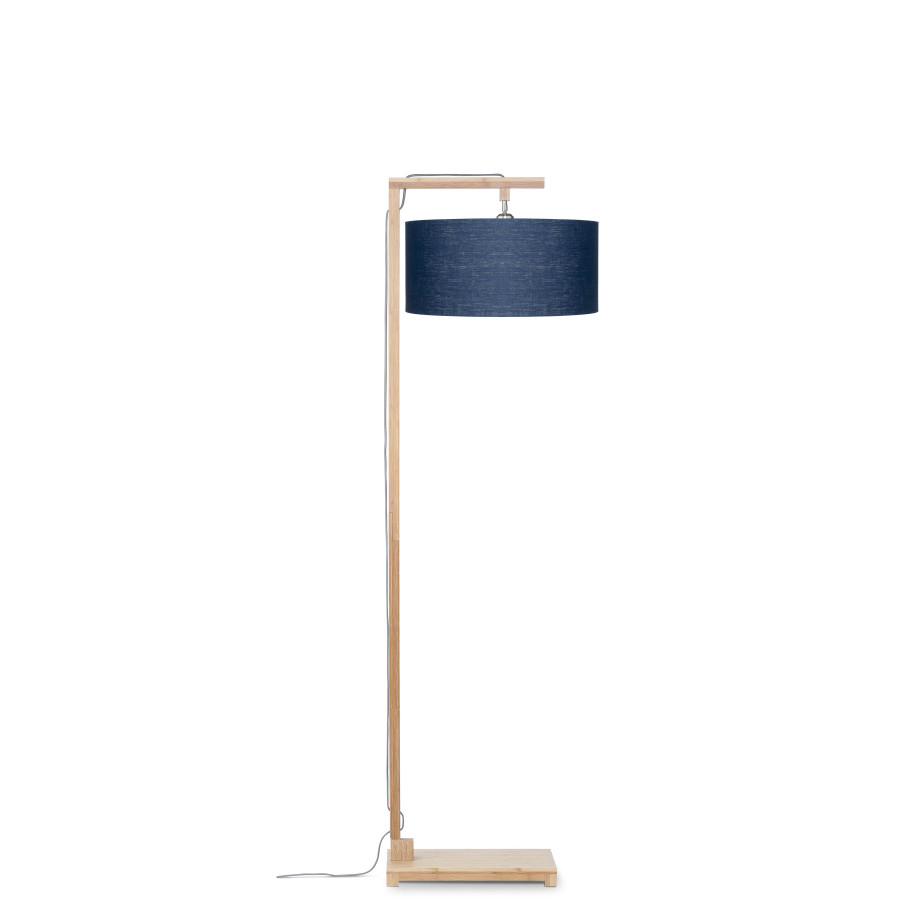 Good&Mojo Vloerlamp 'Himalaya' Bamboe en Eco linnen, kleur Denimblauw afbeelding 1