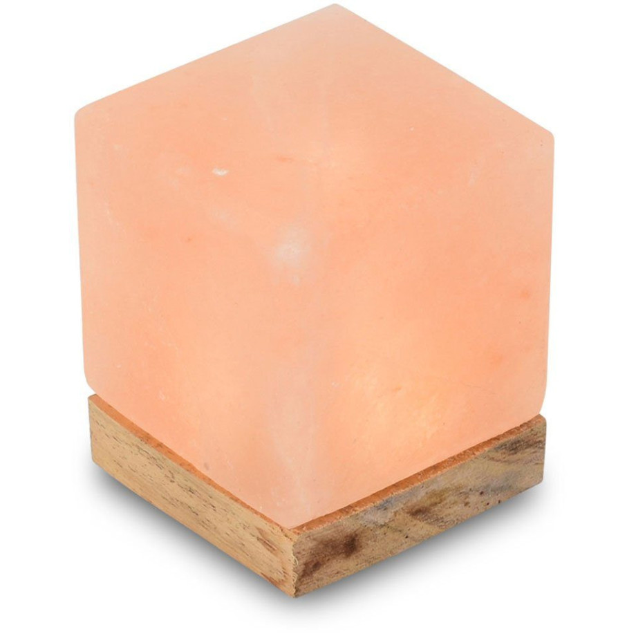 HIMALAYA SALT DREAMS Zoutkristal-tafellamp USB-kubus Met de hand gemaakt van zoutkristal - iedere steen uniek, H: ca.9 cm (1 stuk) afbeelding 1