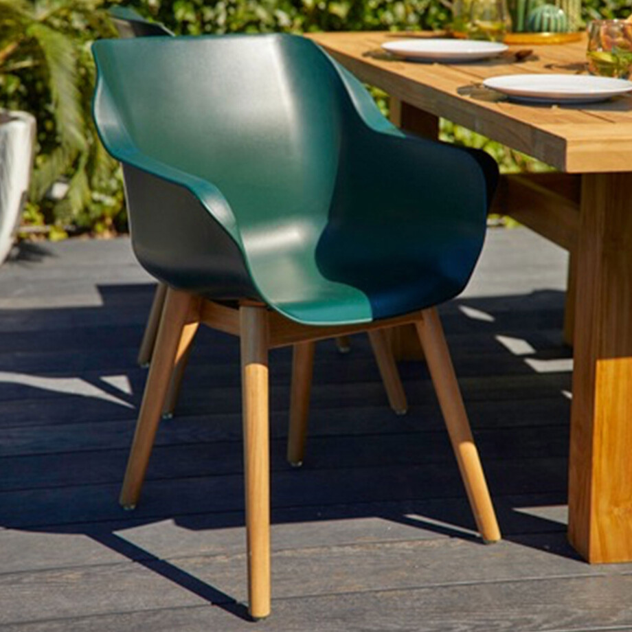 Hartman Tuinstoel 'Sophie Teak' met armleuning, kleur Donkergroen afbeelding 1