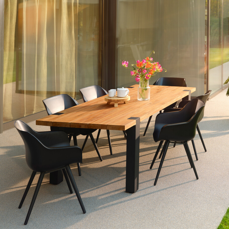 Hartman Tuintafel 'Esmee' Teakhout, 200 x 100cm, kleur Naturel/Zwart afbeelding 1