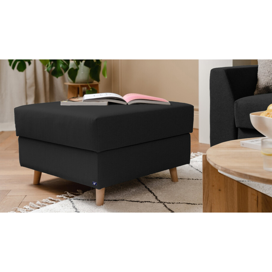 BRUNO poef 70x70 in zwwart / antraciet | | Comfortabele zitplaats en praktische opbergruimte afbeelding 1