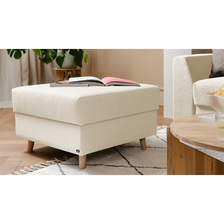 BRUNO poef 70x70 in beige | Comfortabele opbergruimte en praktische opbergruimte afbeelding 1