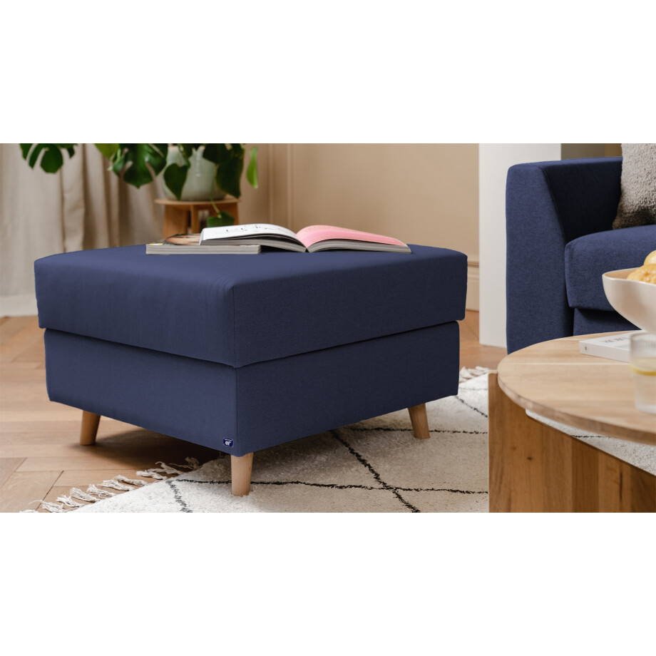 BRUNO poef 70x70 in blauw | Comfortabele opbergruimte en praktische opbergruimte afbeelding 1
