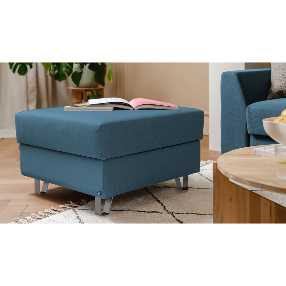 BRUNO poef 70x70 in turquoise | Comfortabele opbergruimte en praktische opbergruimte afbeelding 1