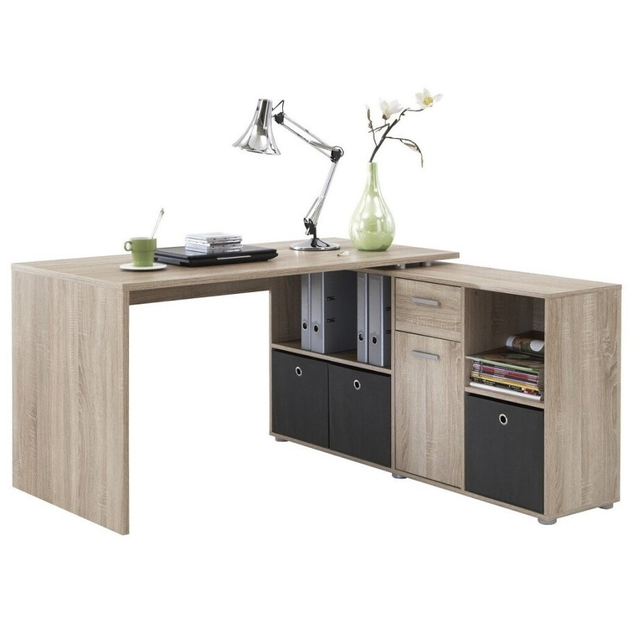 Hoekbureau Trex 136 cm breed eiken Hoekbureau Trex 136 cm breed eiken afbeelding 1
