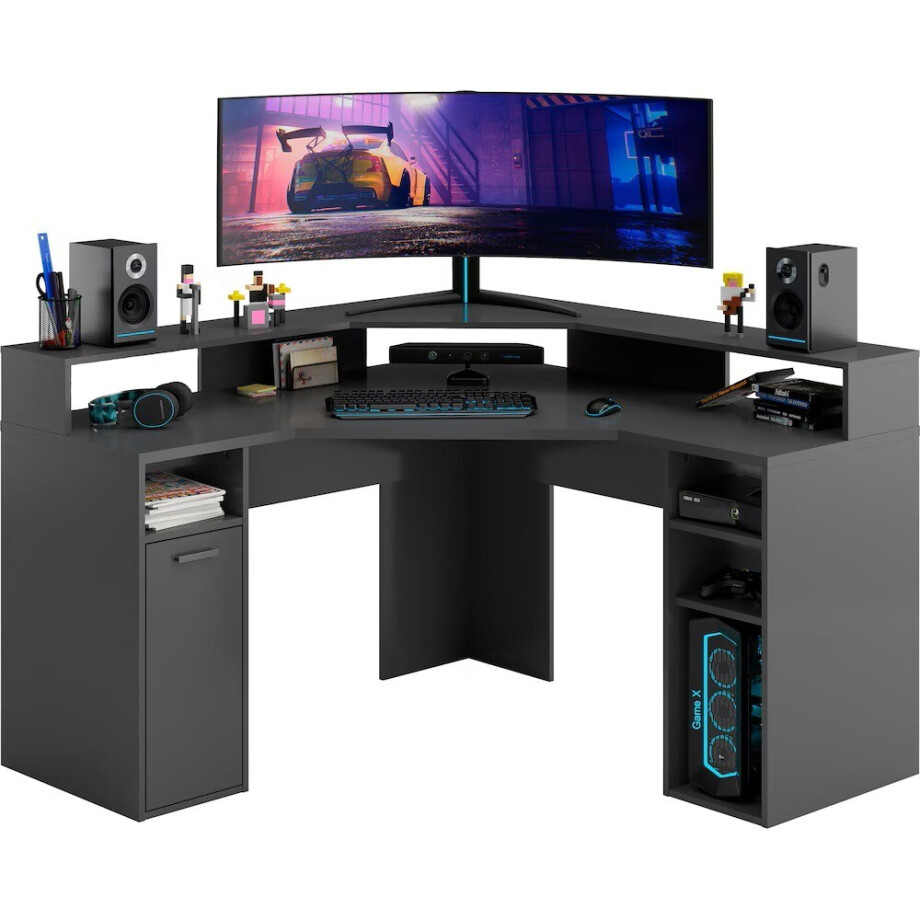 Gaming Hoekbureau Zocker 139 cm breed antraciet afbeelding 1
