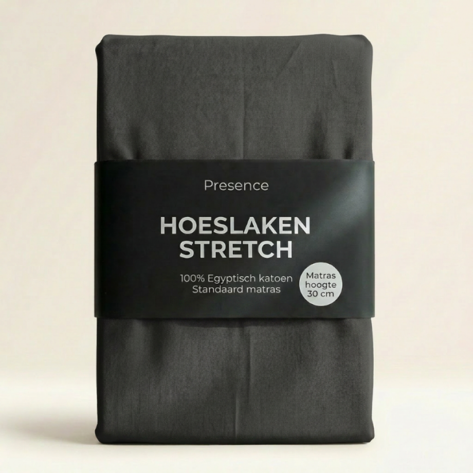 Hoeslaken - Egyptisch Katoen Jersey Stretch - Antraciet - 180x200cm - Antraciet - Presence - Dekbed-Discounter.nl afbeelding 