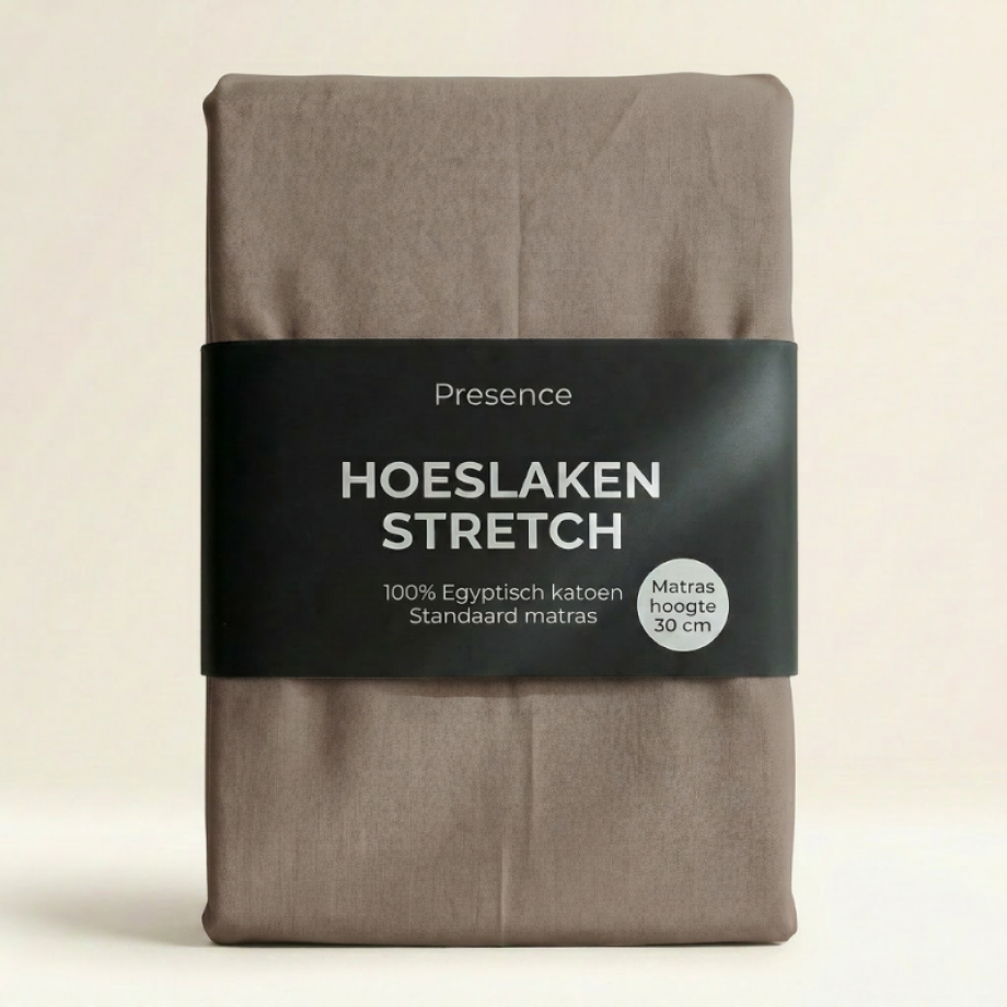 Hoeslaken - Egyptisch Katoen Jersey Stretch - Taupe - 180x200cm - Taupe - Presence - Dekbed-Discounter.nl afbeelding 