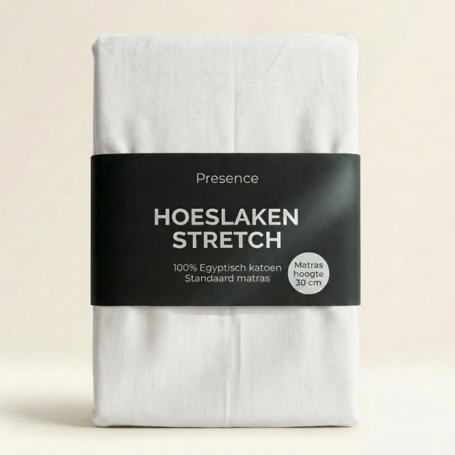 Hoeslaken - Egyptisch Katoen Jersey Stretch - Wit - 190x200cm - Wit - Presence - Dekbed-Discounter.nl Hoeslaken - Egyptisch Katoen Jersey Stretch - Wit - 190x200cm - Wit - Presence - Dekbed-Discounter.nl afbeelding