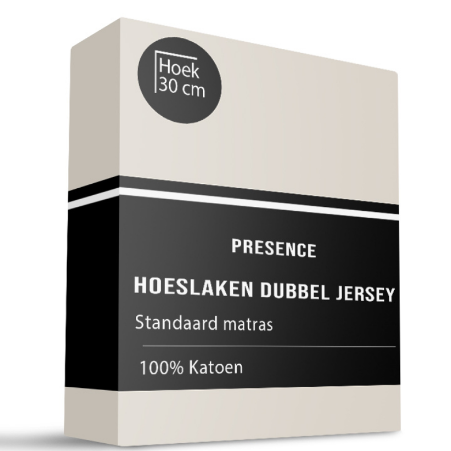 Hoeslaken - Katoen Dubbel Jersey - Creme - 100x200cm - Creme - Presence - Dekbed-Discounter.nl afbeelding 