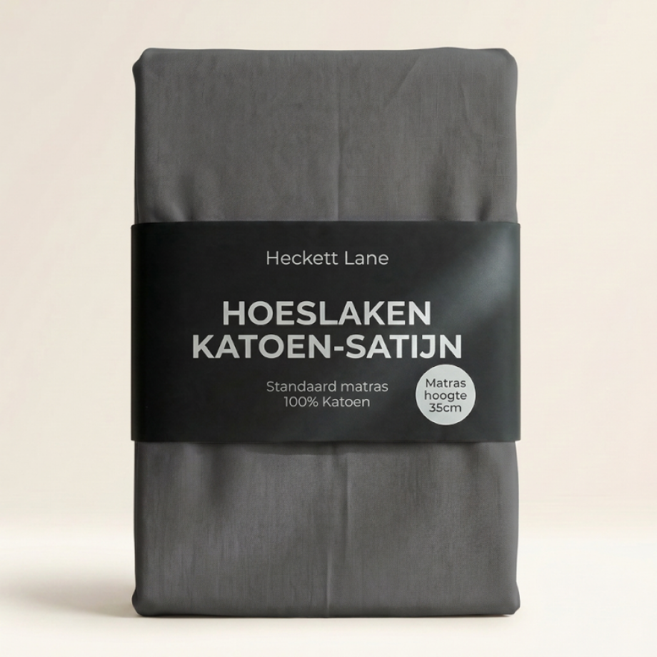 Hoeslaken Katoen-Satijn - Antraciet - Dekbed-Discounter.nl afbeelding 