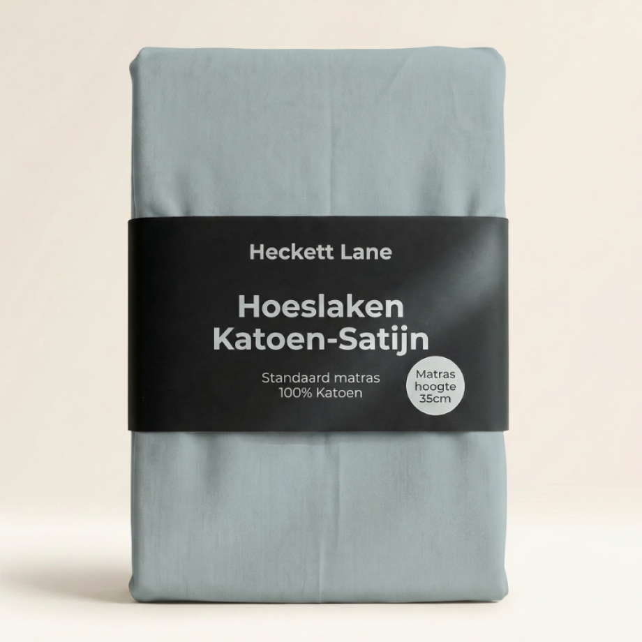 Hoeslaken Katoen-Satijn - Blauw - Dekbed-Discounter.nl afbeelding 