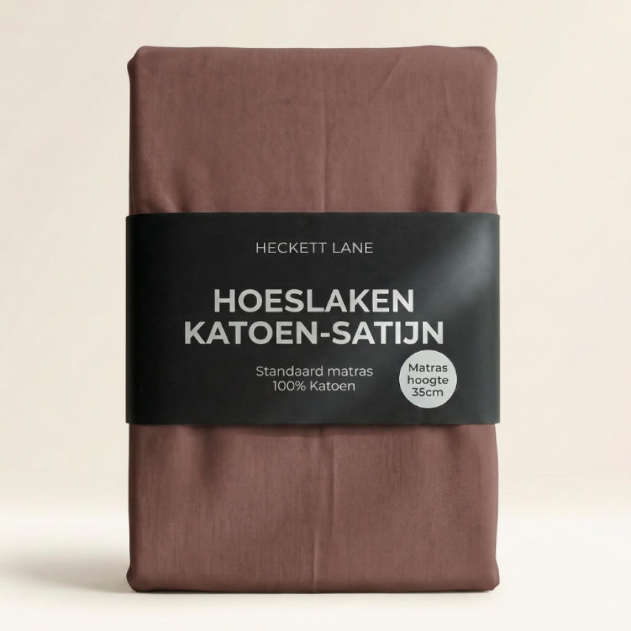 Hoeslaken Katoen-Satijn - Bruin - Dekbed-Discounter.nl afbeelding 