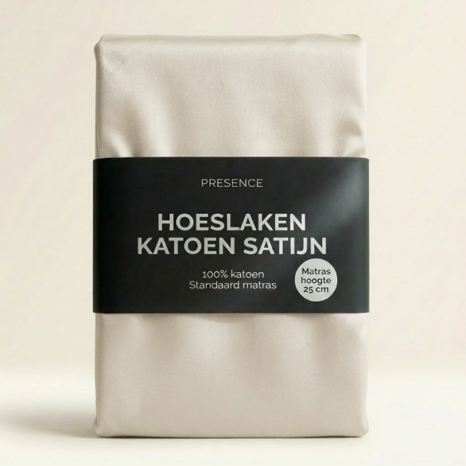 Hoeslaken - Katoen Satijn - Crème - 160x200cm - Crème - Presence - Dekbed-Discounter.nl afbeelding 