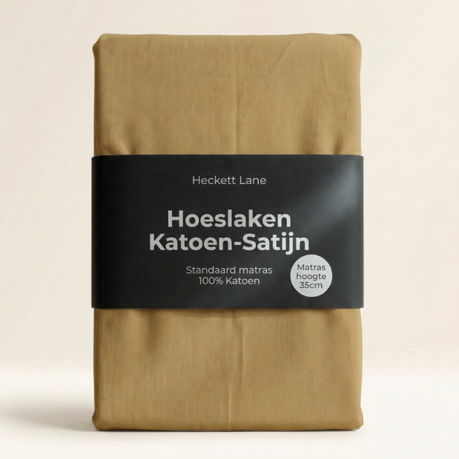 Hoeslaken Katoen-Satijn - Goud - Dekbed-Discounter.nl Hoeslaken Katoen-Satijn - Goud - Dekbed-Discounter.nl afbeelding