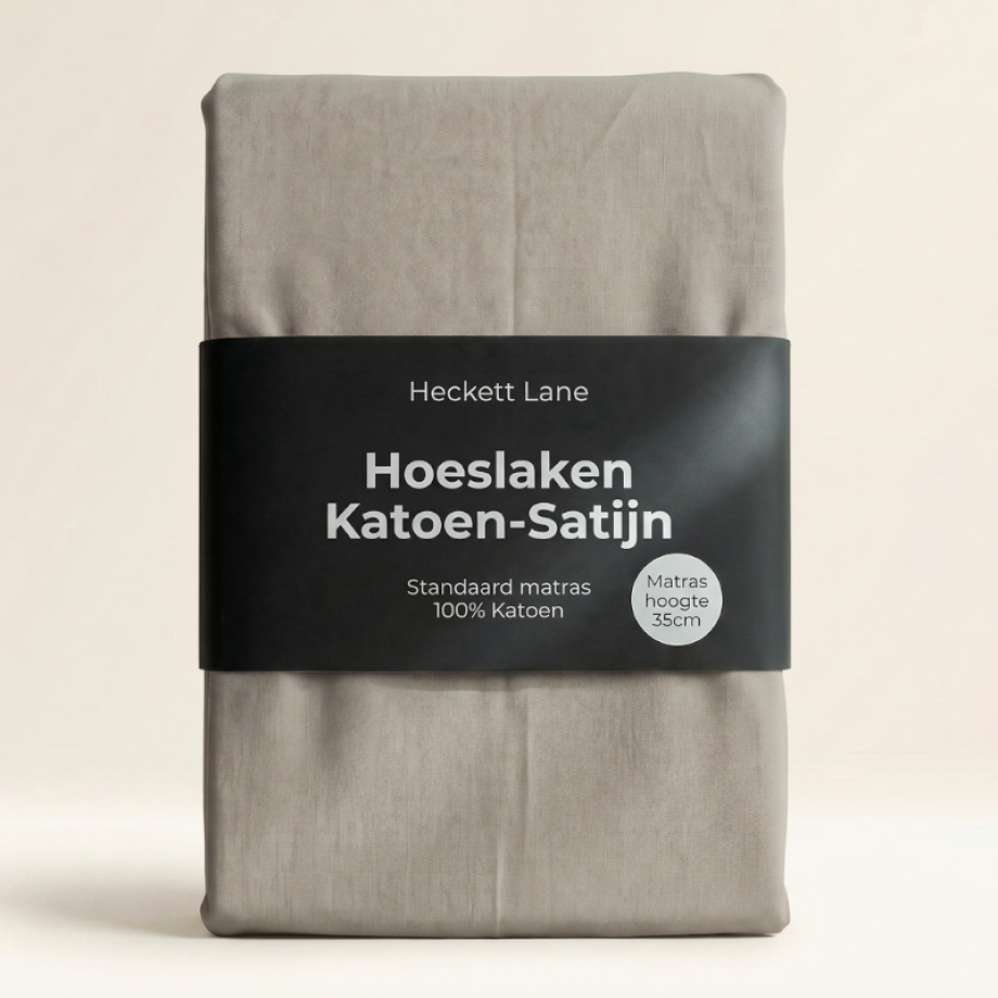 Hoeslaken Katoen-Satijn - Grijs - Dekbed-Discounter.nl Hoeslaken Katoen-Satijn - Grijs - Dekbed-Discounter.nl afbeelding