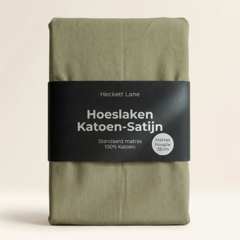 Hoeslaken Katoen-Satijn - Groen - Dekbed-Discounter.nl afbeelding 