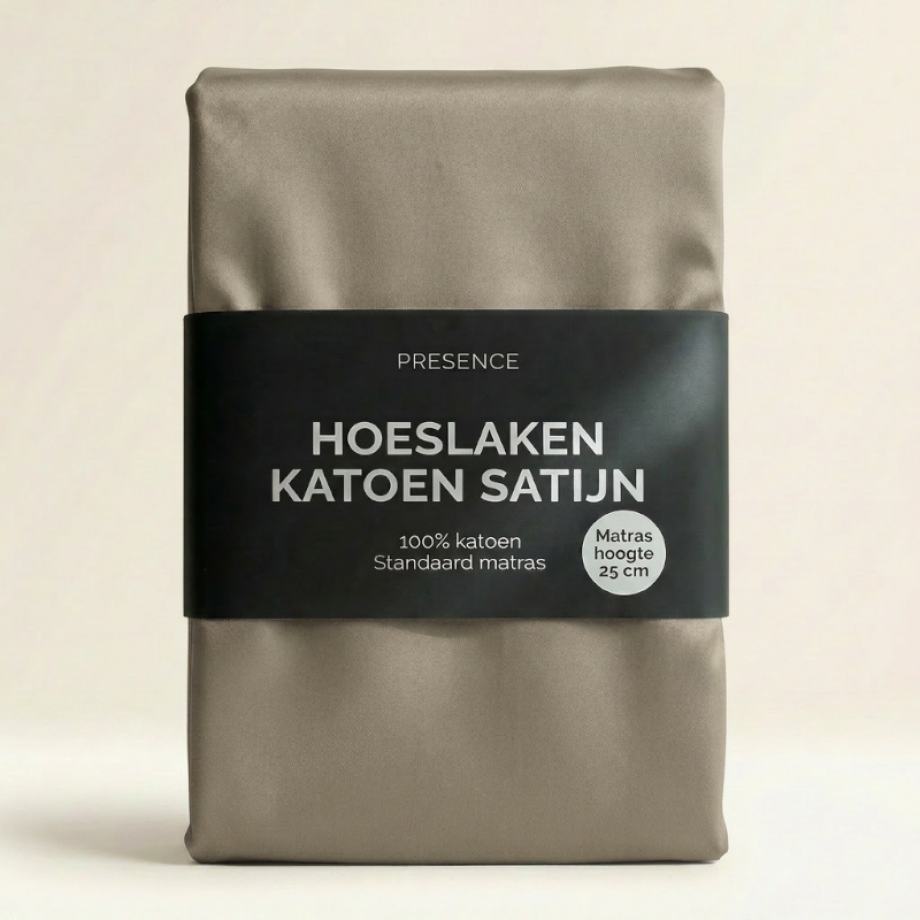 Hoeslaken - Katoen Satijn - Truffel - 140x200cm - Bruin - Presence - Dekbed-Discounter.nl afbeelding 