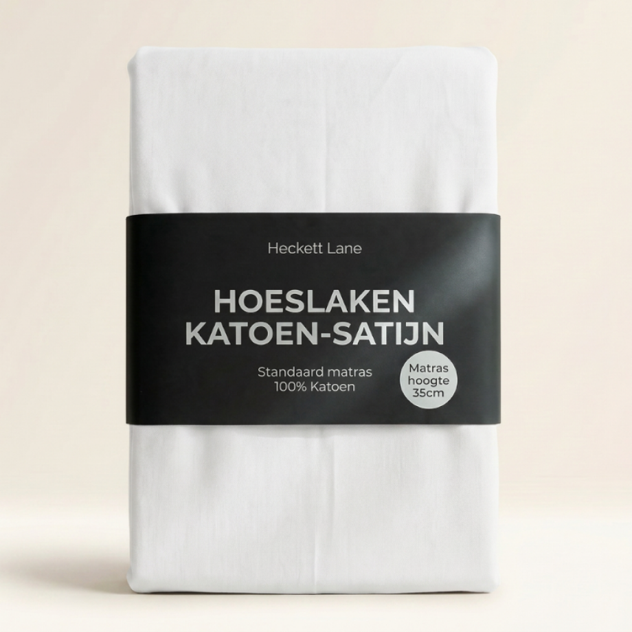 Hoeslaken Katoen-Satijn - Wit - Dekbed-Discounter.nl afbeelding 