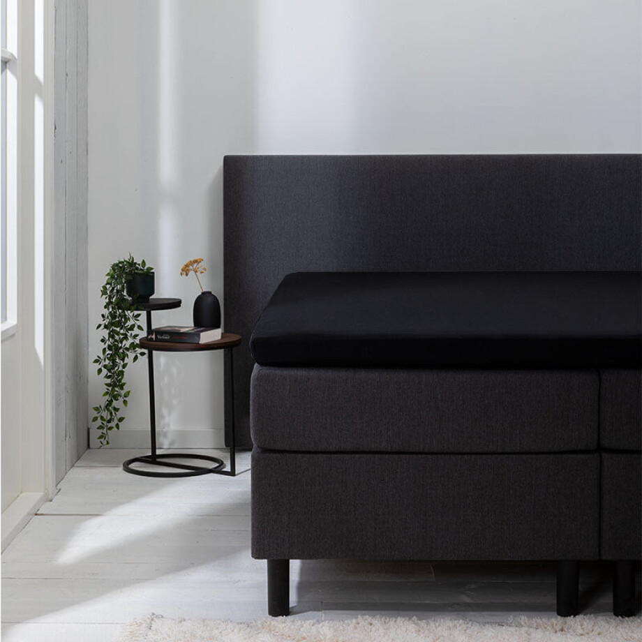 Hoeslaken Luna Stretch Topper 2 PACK Zwart 140x200 Cm Ademend Luna Bedding - Dekbed-Discounter.nl afbeelding 