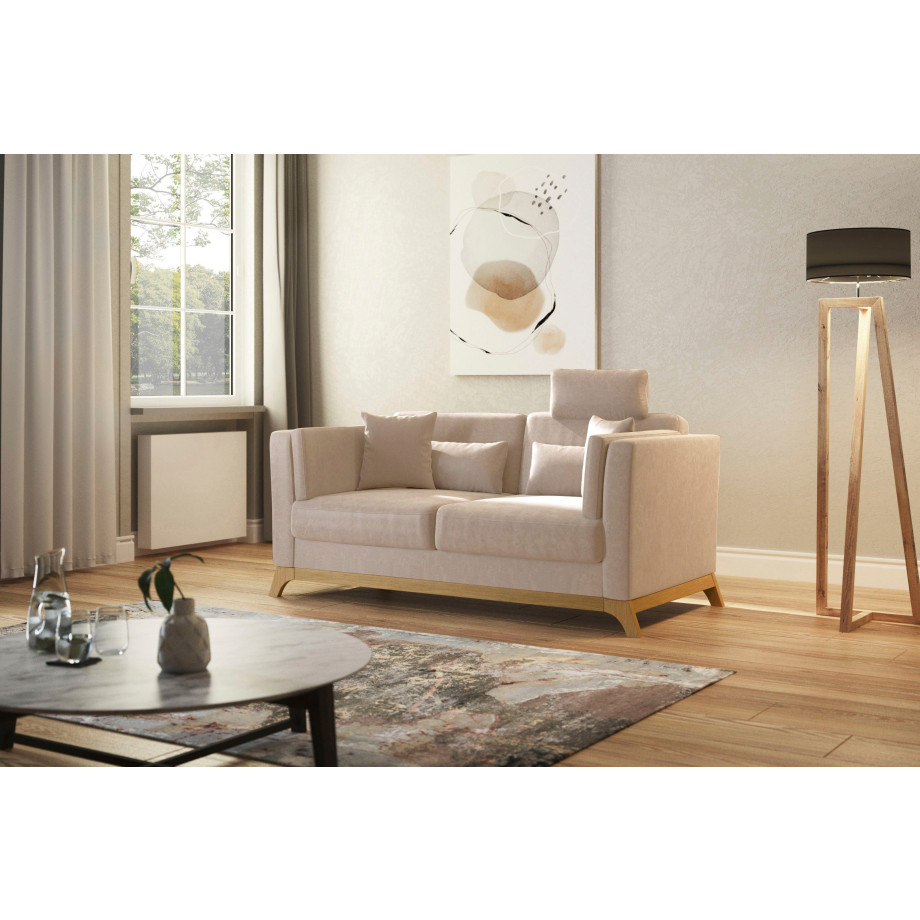 Home affaire 2,5-zitsbank Viva optioneel met houten frame van eikenhout afbeelding 1