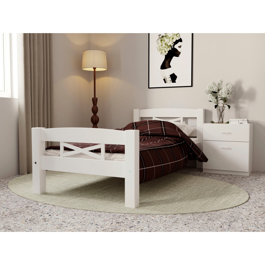 Home affaire Bed Wilma, 90 x 200 cm en 180 x 200 cm Massief hout (grenen), landelijke stijl in Scandinavisch design afbeelding 1