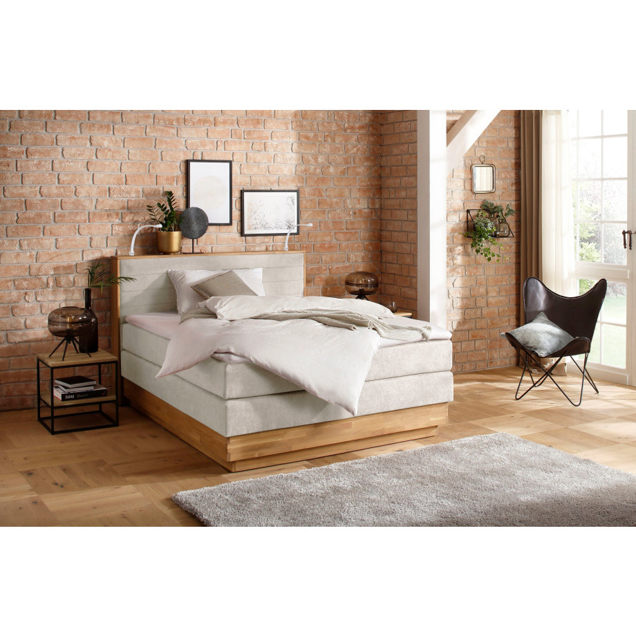 Home affaire Boxspring Cavan Eiken, met bedkist & topmatras, verschillende hardheden (ook H4) afbeelding 1