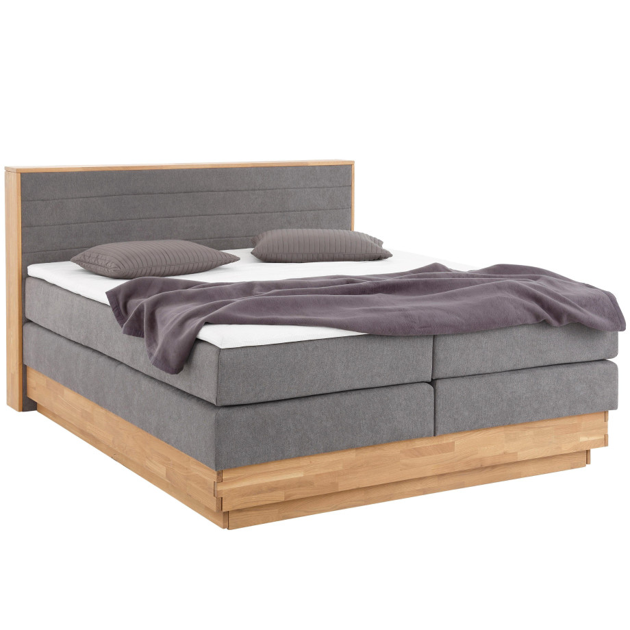 Home affaire Boxspring Cavan Eiken, met bedkist & topmatras, verschillende hardheden (ook H4) afbeelding 1