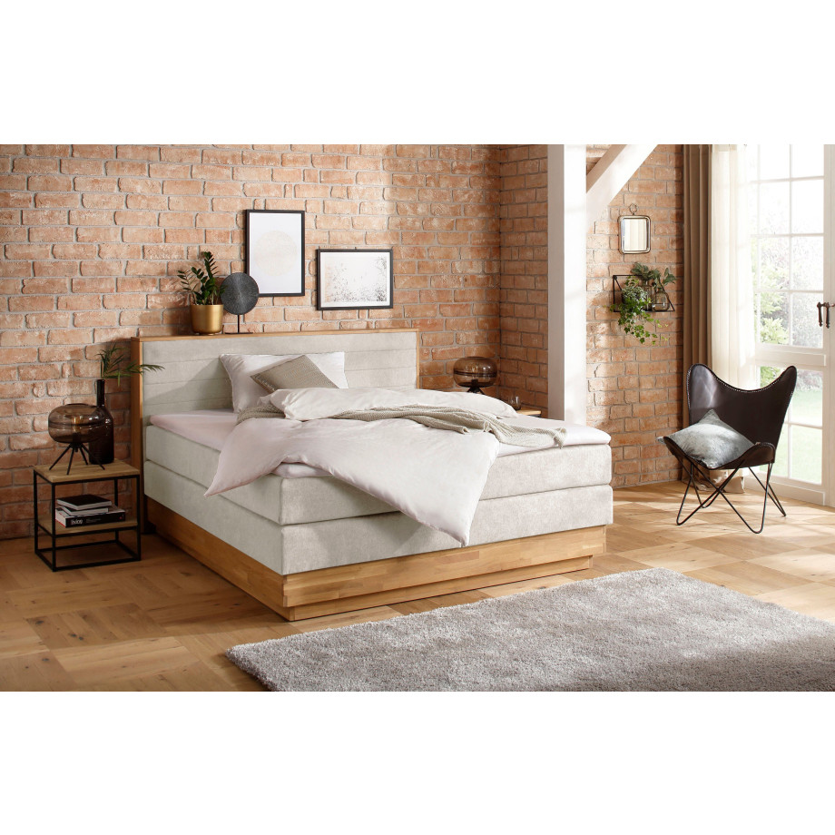 Home affaire Boxspring Cavan Eiken, met bedkist & topmatras, verschillende hardheden (ook H4) afbeelding 1